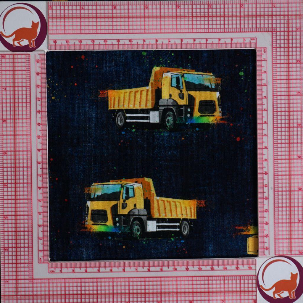 Baumwolljersey Baufahrzeuge Jeansoptik - Glitzerpüppi